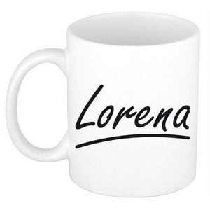 Naam cadeau mok / beker Lorena met sierlijke letters 300 ml