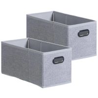 Set van 4x stuks opbergmand/kastmand 7 liter lichtgrijs linnen 31 x 15 x 15 cm - thumbnail