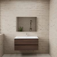 ACTIE BWS Badmeubel | Paris | Sonoma Choco 100 cm | Mat Wit Wastafel | 1 of 2 Kraangaten