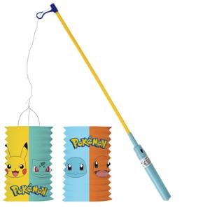 Pokemon lampion - multi kleuren - H28 cm - papier - met lampionstokje - 50 cm