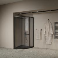 Douchecabine BWS Ola 90x90x190 cm Kwartrond Schuif Zwart Boss & Wessing
