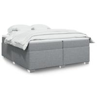 Boxspring met matras stof lichtgrijs 200x200 cm