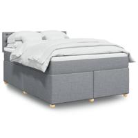 Boxspring met matras stof lichtgrijs 140x190 cm