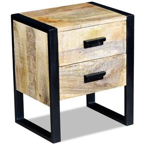 The Living Store Industriële Tafel - 43 x 33 x 51 cm - Massief mangohout en ijzer