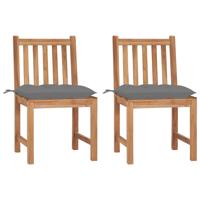 Tuinstoelen 2 st met kussens massief teakhout
