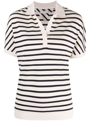 Tommy Hilfiger t-shirt rayé à col fendu - Tons neutres