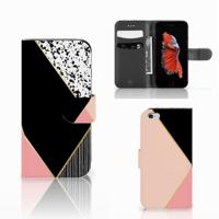 Apple iPhone 6 | 6s | Book Case | Zwart Roze Vormen