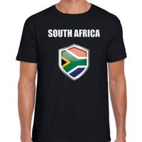 Zuid Afrika vlag thema landen t-shirt - zwart - voor heren - Supporters kleding - korte mouwen