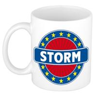 Storm voornaam koffiemok - beker - wit/blauw - 300 ml - Cadeau - Heren - Collega - Vaderdag