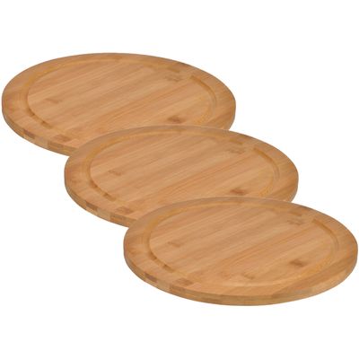 Set van 3x stuks bamboe broodplank/serveerplank/snijplank rond 25 cm