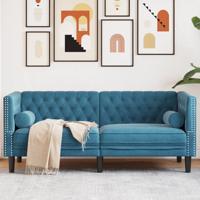 Tweezitsbank Chesterfield-stijl en bolsters fluweel blauw