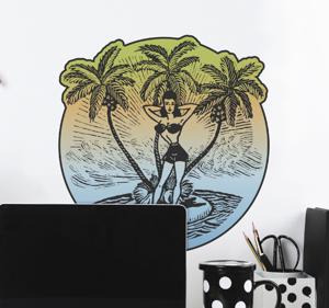 Pin up strand meisje sticker