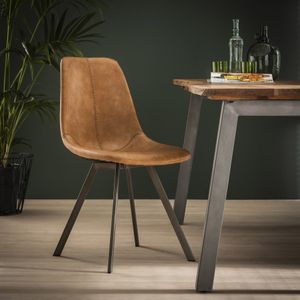 Eetkamerstoel 'Celia', Vintage PU-leder, kleur cognac