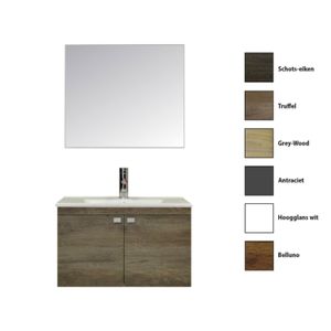 Badkamermeubelset Sanicare Q5 2-Deurs Onderkast 80 cm Met Spiegel Truffel