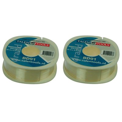 2x Nylon binddraad/bloemdraad 25 meter x 0,5 mm