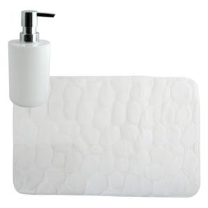 MSV badkamer droogloop mat/tapijt Kiezel - 50 x 80 cm - zelfde kleur zeeppompje - ivoor wit - Badmatjes