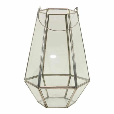 Glazen Lantaarn Zilverkleurig Medium