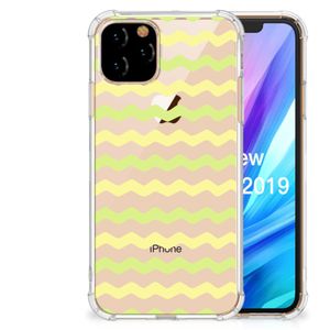 Apple iPhone 11 Pro Doorzichtige Silicone Hoesje Waves Yellow