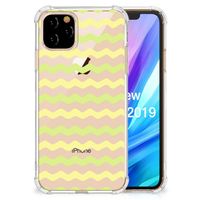 Apple iPhone 11 Pro Doorzichtige Silicone Hoesje Waves Yellow - thumbnail