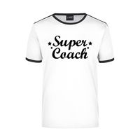 Super coach wit/zwart ringer t-shirt voor heren - thumbnail