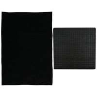 MSV Douche anti-slip mat en droogloop mat - Sevilla badkamer set - rubber/microvezel - zwart - thumbnail