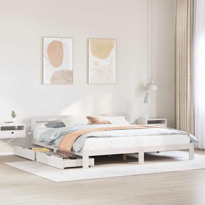 Bedframe zonder matras massief grenenhout wit 180x200 cm
