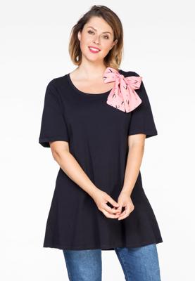 Yoek Tunic flare scarf flamingo | Blauw | Maat M