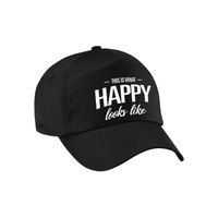 This is what happy looks like cadeau pet / cap zwart voor jongens en meisjes   -