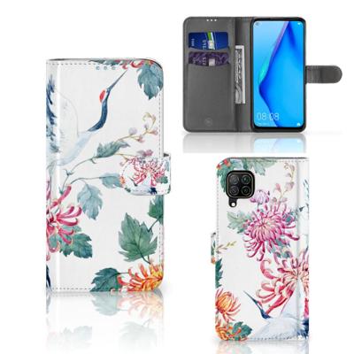 Huawei P40 Lite | Telefoonhoesje | Met pasjeshouder | Bird Flowers