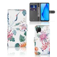Huawei P40 Lite | Telefoonhoesje | Met pasjeshouder | Bird Flowers