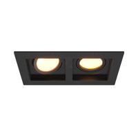 Fresno Dubbele Inbouwspot - Rechthoek - 2x GU10 - 2700K Warm wit - 8 watt 690 lumen - Kantelbaar - IP20 stofdicht - Zwart