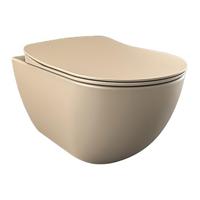 Creavit Hangend Toilet - 35.3x51cm - RVS Bidetsproeier - spoelrandloos - mat cappucino FE322-00CM00E-0000