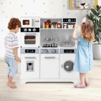 Houten Speelkeuken met Gootsteen en Kraan Rollenspelkeuken voor Kinderen Vanaf 3 Jaar Wit