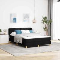 Boxspringbed met matras creme 90x200 cm stof Zwart 140 x 200 cm