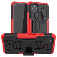 Antislip Google Pixel 4a 5G Hybrid Case met Standaard - Rood / Zwart