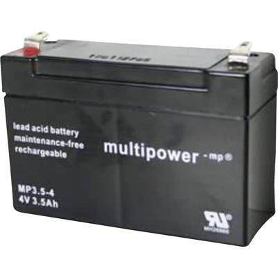 multipower MP3,5-4 Loodaccu 4 V 3.5 Ah Loodvlies (AGM) (b x h x d) 90 x 65 x 34 mm Kabelschoen 4.8 mm Onderhoudsvrij, Geringe zelfontlading