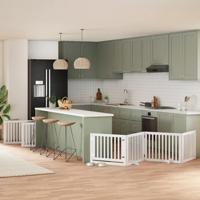 VidaXL Hondenhek inklapbaar met deur 10 panelen 800cm populierhout wit