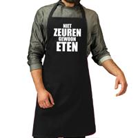 Keukenschort - BBQ - niet zeuren gewoon eten - volwassenen - zwart - cadeau