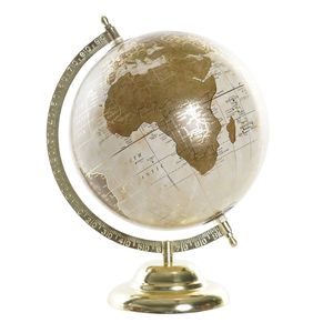 Wereldbol/globe op voet - kunststof - creme/goud - home decoratie artikel - D20 x H30 cm