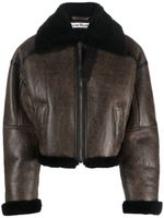 Acne Studios veste en cuir à col lainé - Marron Acne Studios veste en cuir à col lainé - Marron