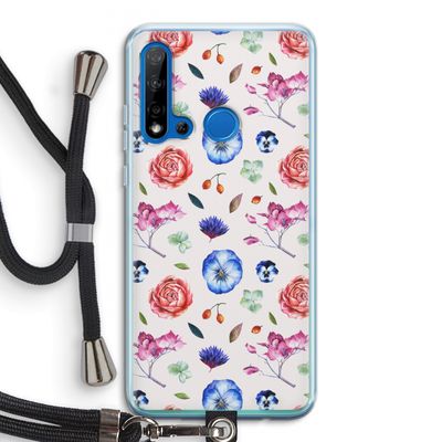 Bloemetjes: Huawei P20 Lite (2019) Transparant Hoesje met koord