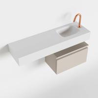 Toiletmeubel Mondiaz Andor | 100 cm | Meubelkleur Linen | Lex vrijhangend wastafel Talc Rechts | 1 kraangat