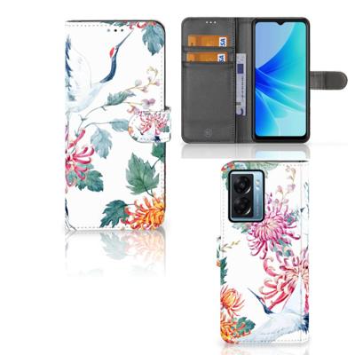 OPPO A77 5G | A57 5G | Telefoonhoesje | Met pasjeshouder | Bird Flowers
