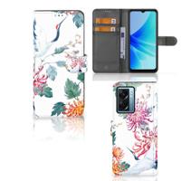 OPPO A77 5G | A57 5G | Telefoonhoesje | Met pasjeshouder | Bird Flowers
