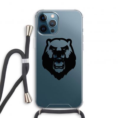 Angry Bear (black): iPhone 12 Pro Transparant Hoesje met koord