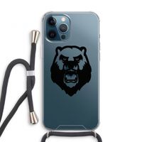 Angry Bear (black): iPhone 12 Pro Transparant Hoesje met koord