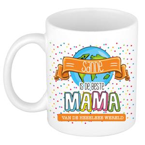 Naam mok mama Sanne - wit - de beste - keramiek - 300 ml - Moederdag/verjaardag