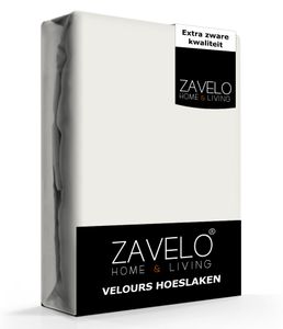 Zavelo Hoeslaken Velours Ivoor - Fluweel Zacht - 30 cm Hoekhoogte - Rondom Elastiek - Velvet -Lits-jumeaux (160/180x200/220 cm)