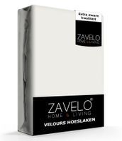 Zavelo Hoeslaken Velours Ivoor - Fluweel Zacht - 30 cm Hoekhoogte - Rondom Elastiek - Velvet -Lits-jumeaux (160/180x200/220 cm) - thumbnail