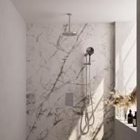 Brauer Chrome Carving Thermostatische Regendoucheset Inbouw - Hoofddouche 20 cm - 3 Weg - Handdouche 3 Standen - Doucheslang - Geintegreerde Glijstang - Chroom